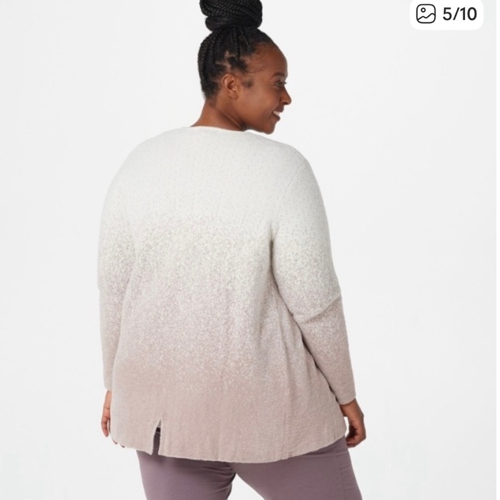 NEW Barefoot Dreams CozyChic Lite Confetti Open Front Cardigan Pearl Rose L NWT - Picture 5 of 14
